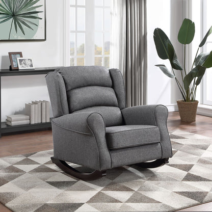 Fabien Rocking Chair with Wooden Frame - Dark Gray
