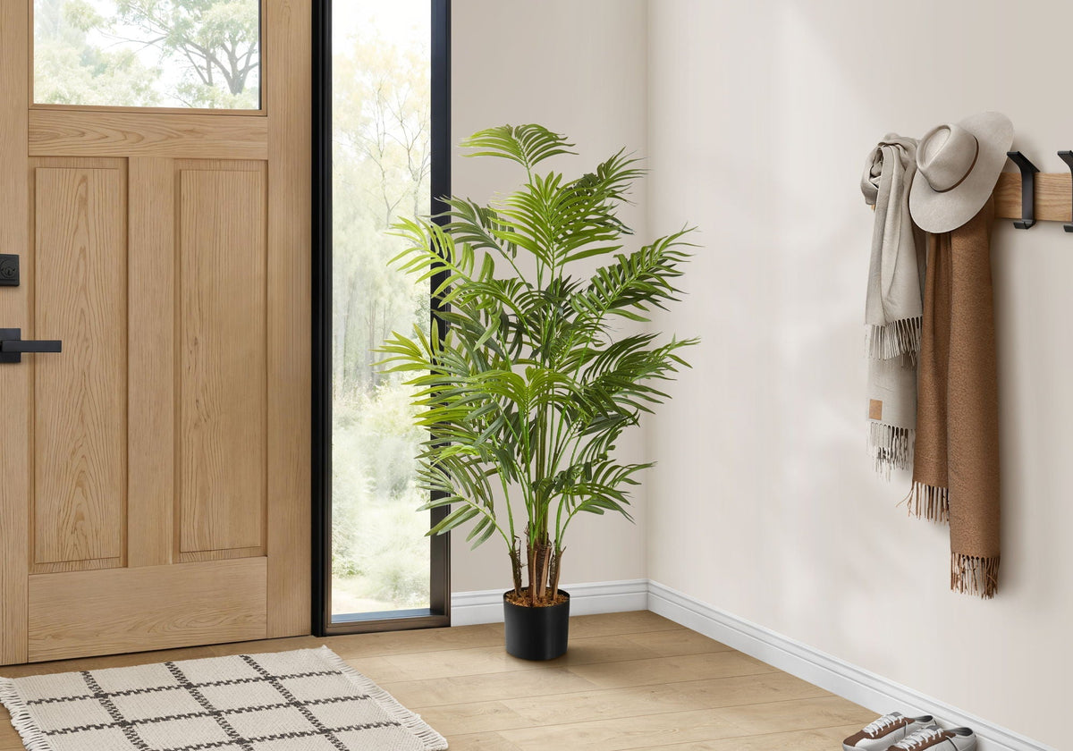 47" Tall Artificial Areca Palm Tree with Real-Touch Leaves - Dark Green
