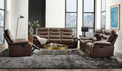 Aashi Leather Gel Match Recliner Sofa with Console - Brown