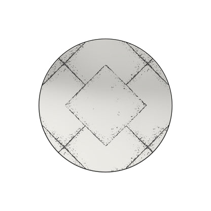 Round Wall-Mounted Mirror with Vintage Industrial Frame - Black Iron