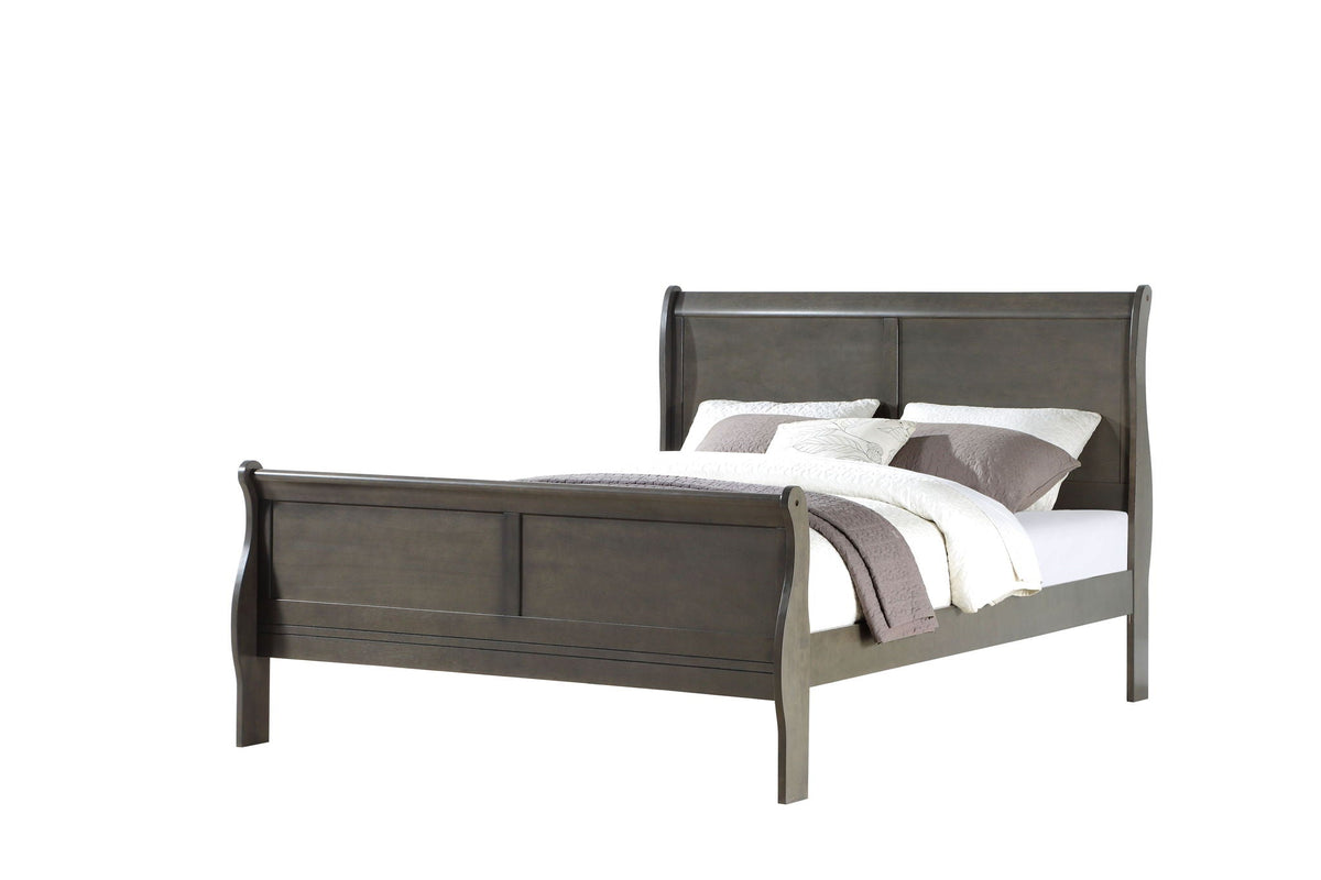 Louis Philippe Sleigh Style Bed with Classic Wood Construction - Multiple Colors