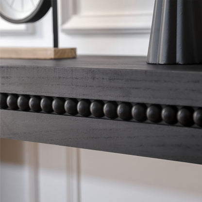 Modern Black Wood Console Table with Beaded Trim - 64in