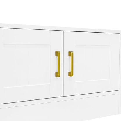 Wall Unit Entertainment Center with Glass Doors - White or Black