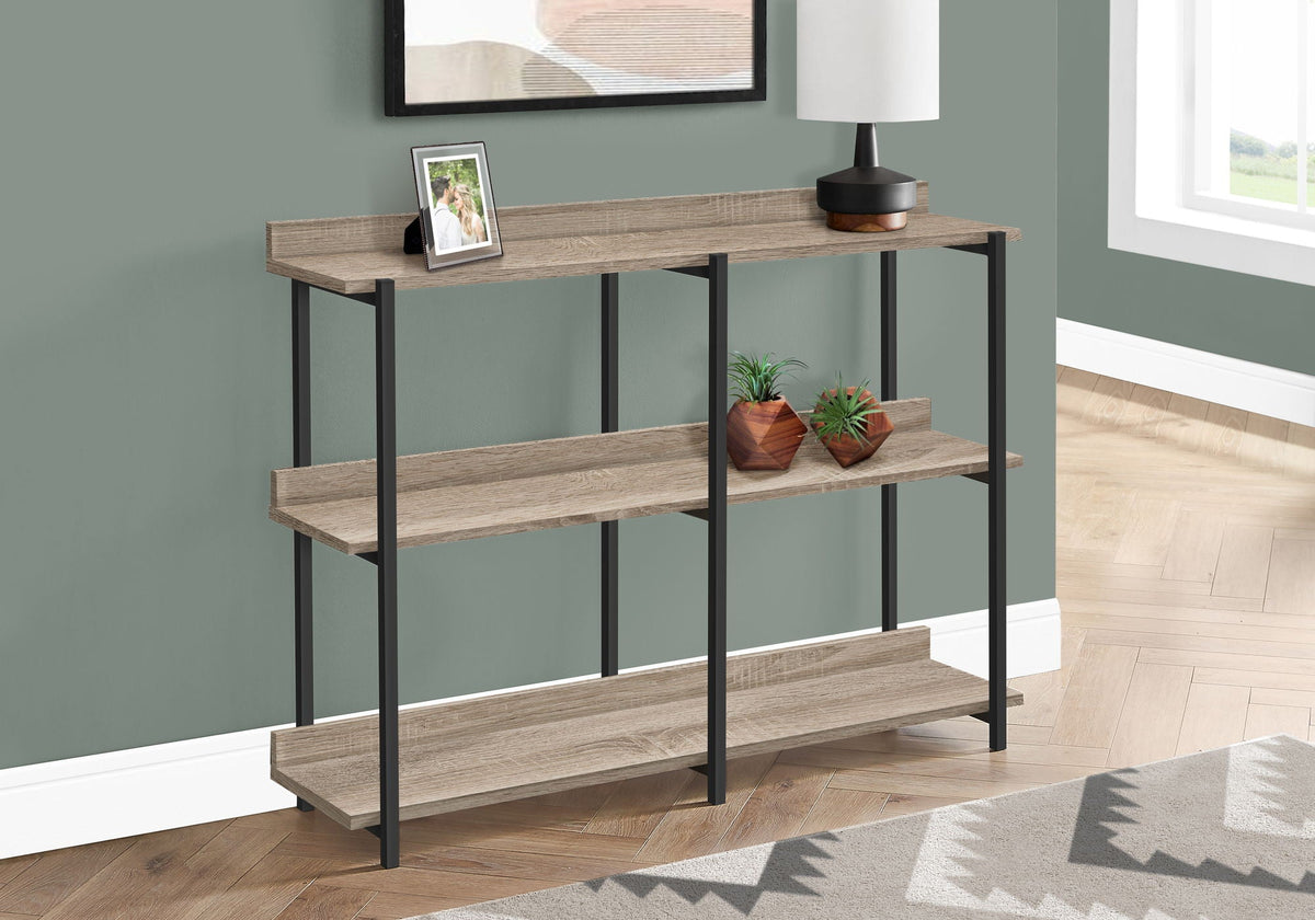 Accent Console Table for Entryway with Symmetrical Shelves - Black or Light Brown