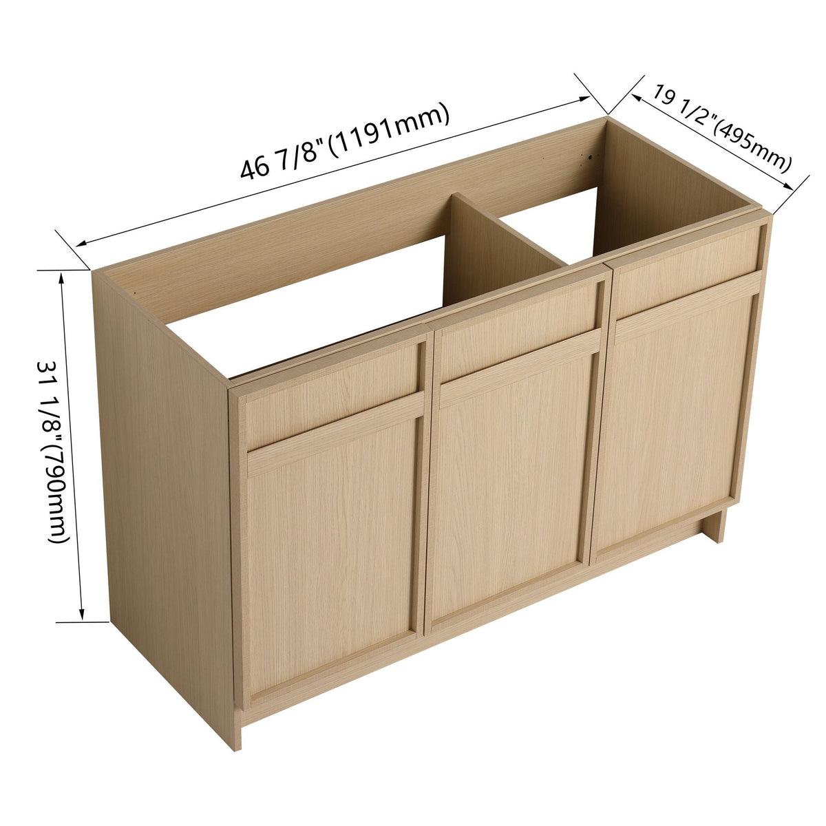 Modern Freestanding Bathroom Vanity with Soft Close Cabinet Doors - Light Brown