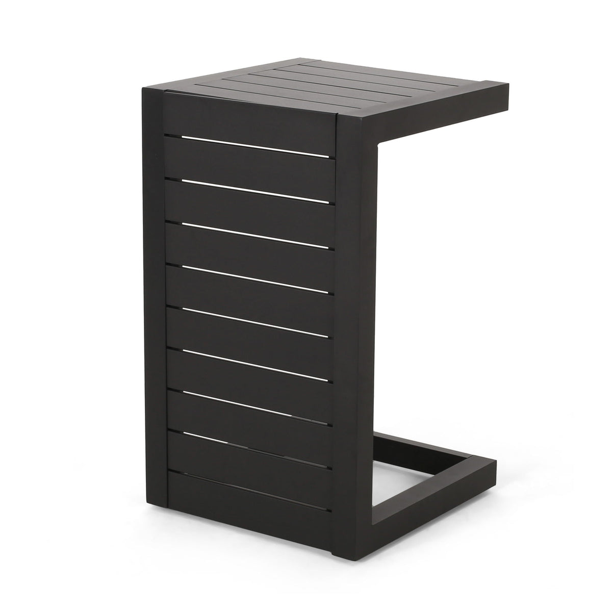 Aluminum Outdoor C-Shaped Side Table with Rust-Resistant Finish - Multiple Colors