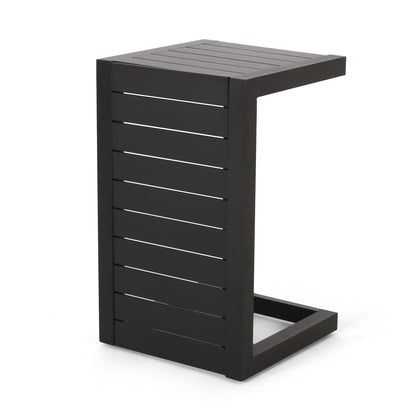 Aluminum Outdoor C-Shaped Side Table with Rust-Resistant Finish - Multiple Colors