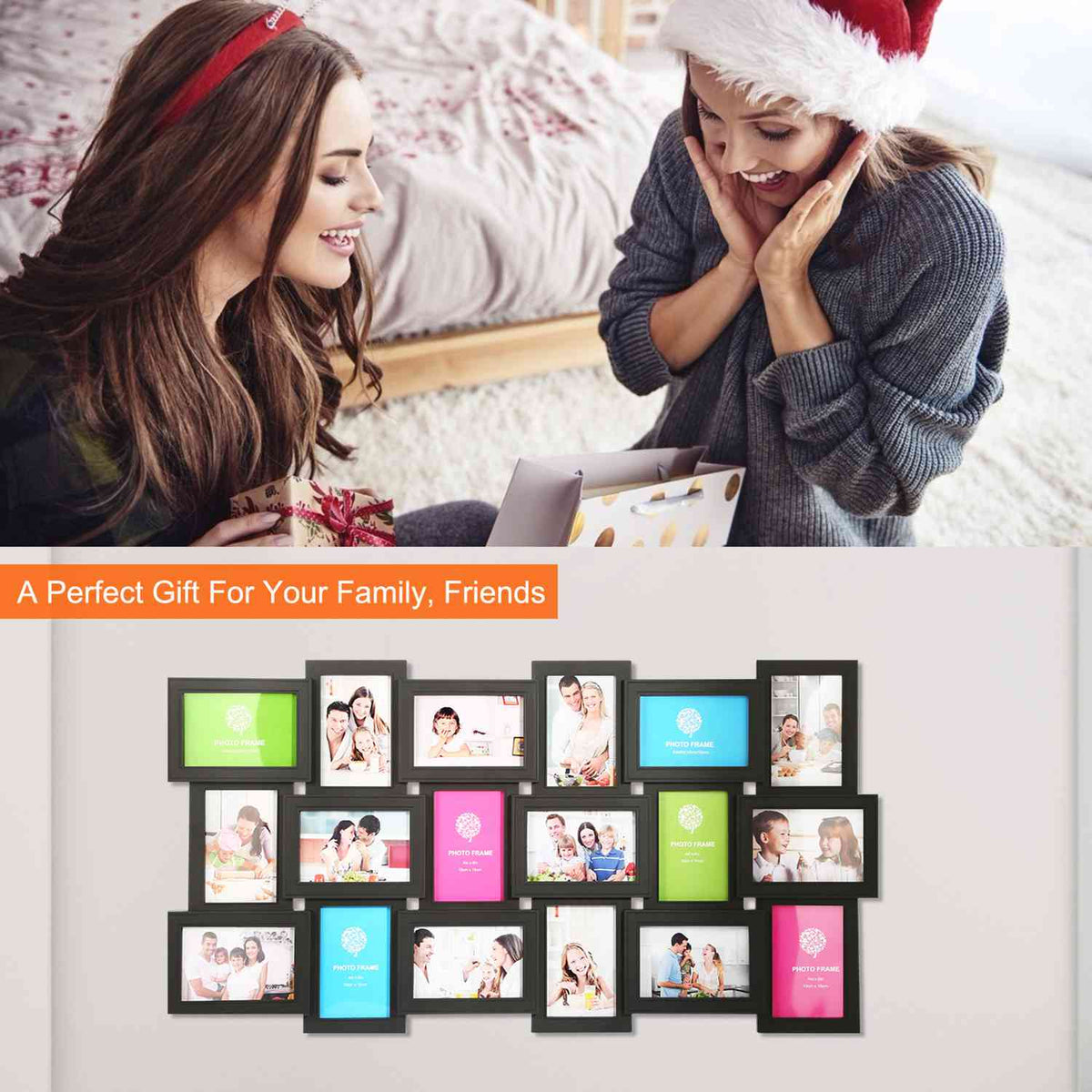 12/18-Photo Collage Frame (4"x6") – Glass, Wall Mount, Home Decor