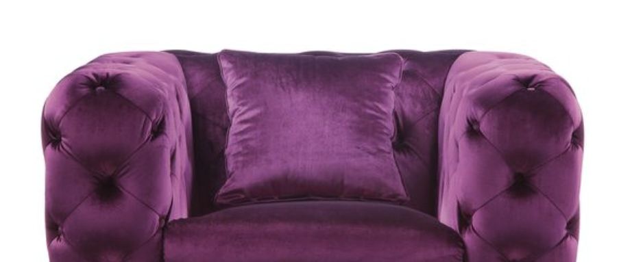 Fabric Atronia Arm Chair with Button-Tufted Backrest - Blue or Purple