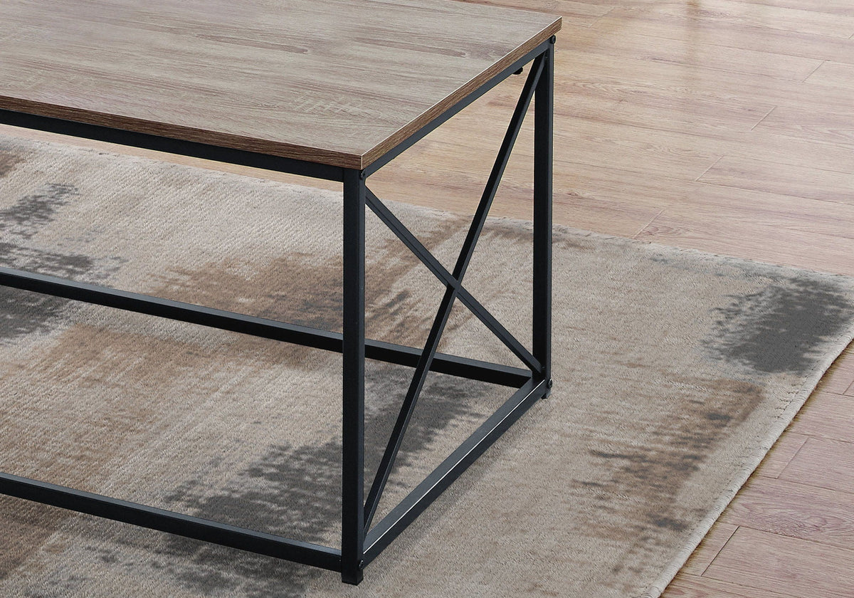 Modern 3 Piece Table Set with Metal X Frame - Taupe