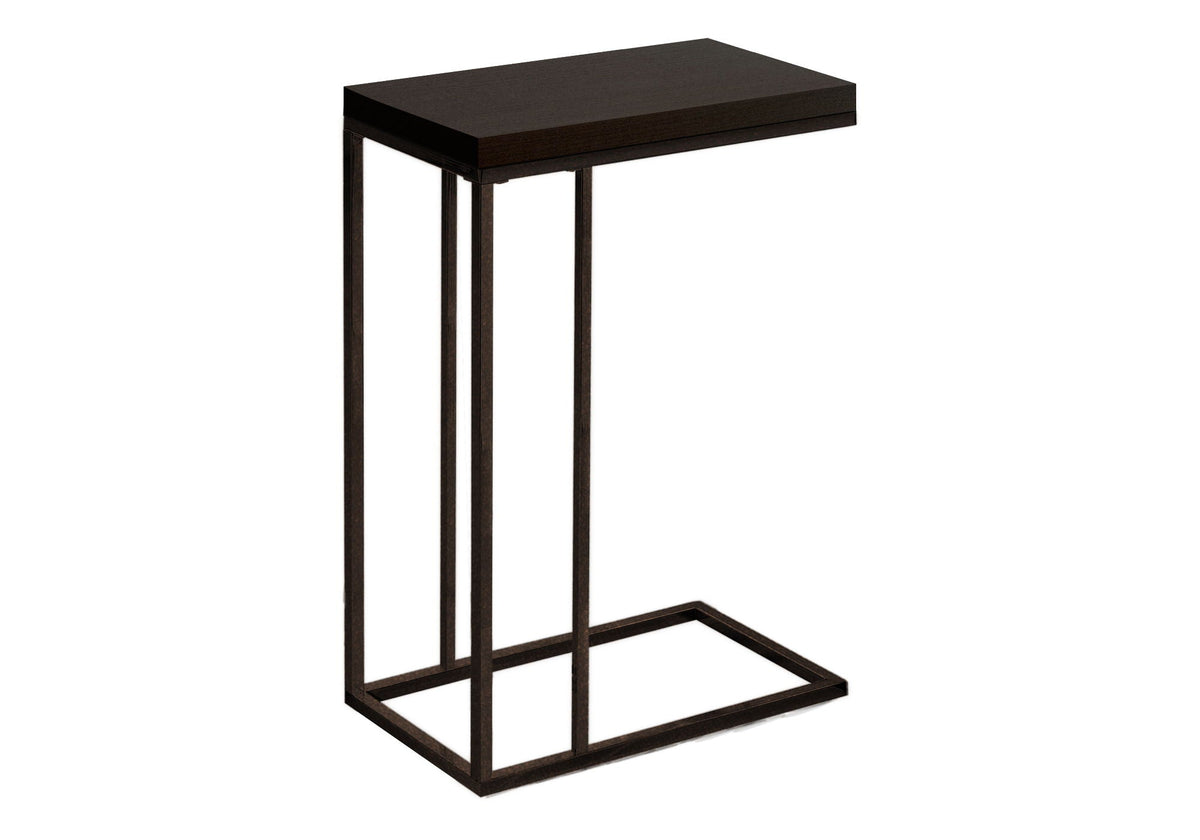 C-Shaped Accent Table with Tempered Glass Top - Black or Dark Brown