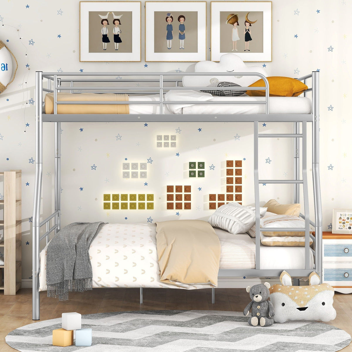 Steel Construction Bunk Bed with Convertible Design - Multiple Colors