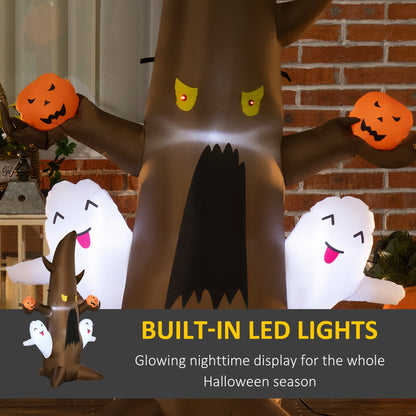 5FT Inflatable Halloween Ghost Tree with LED Lights - Brown