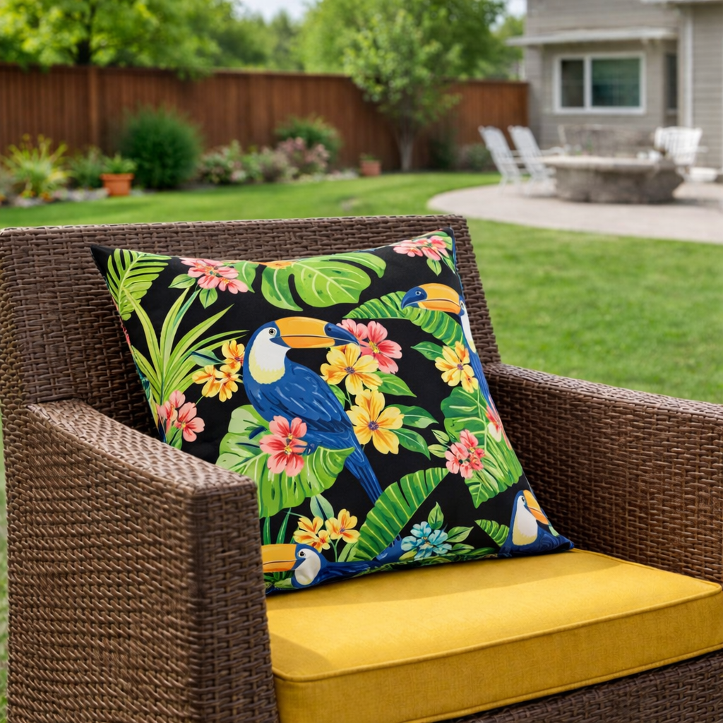 Blue Outdoor Throw Pillows with Waterproof & Fade-Resistant Fabric - 2 Pack