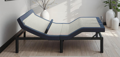 Queen Adjustable Bed Base with Head/Foot Tilt and Massage - Blue-Gray