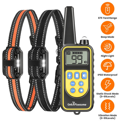 Rechargeable Dog Training Collar with Remote – 875 Yard Range