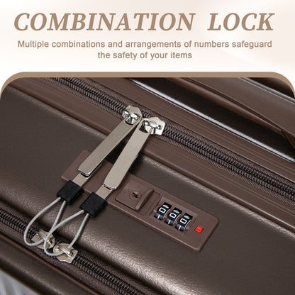 ABS Spinner Wheel Luggage Set with Cosmetic Case - Brown