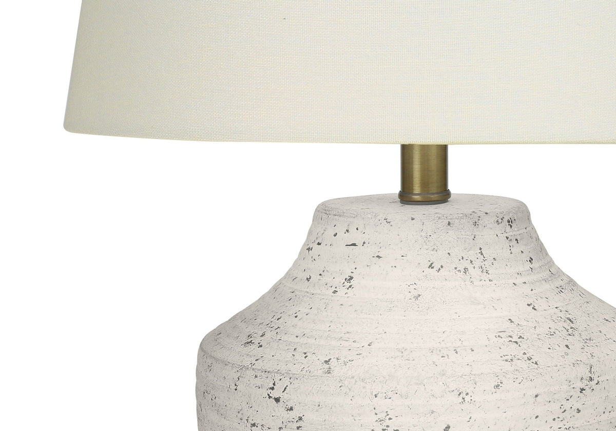 Modern Concrete Table Lamp with Ivory Linen Shade - Cream
