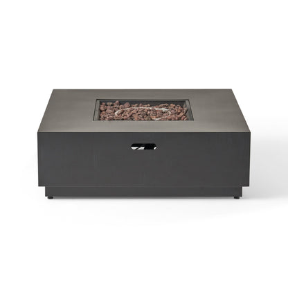 39'' Square Iron Fire Pit with 50,000 BTU Heating - Dark Gray