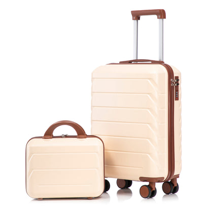 Beige 2-Piece Spinner Luggage Set with Hard Shell - Beige