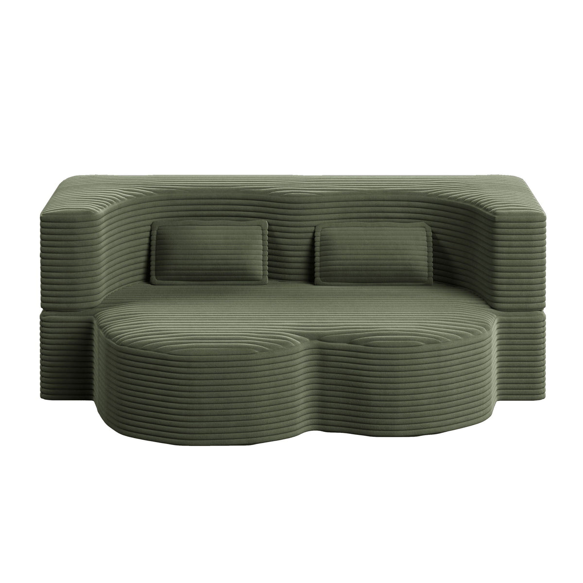 Convertible Foam-Filled Sleeper Sofa Bed with Two Pillows - Fabric