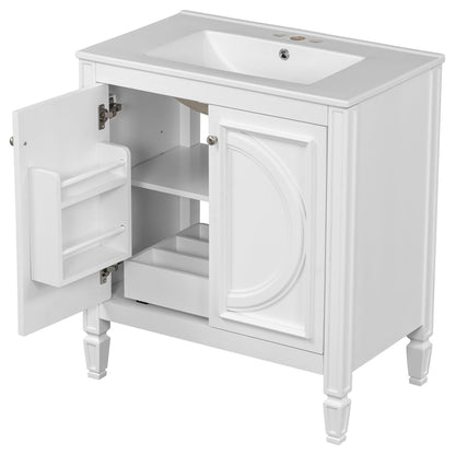 Bathroom Vanity With Sink With 2 Doors And Adjustable Shelf