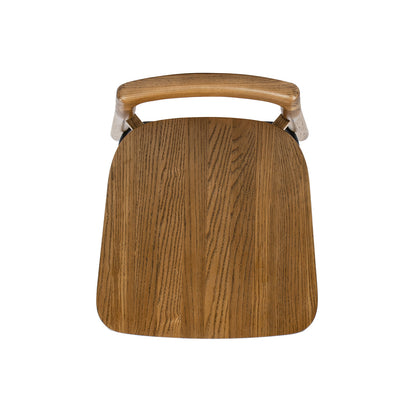 Modern Minimalist Low Back Barstool with Iron Footrest - Walnut