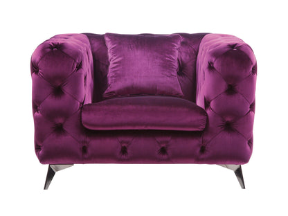 Fabric Atronia Arm Chair with Button-Tufted Backrest - Blue or Purple