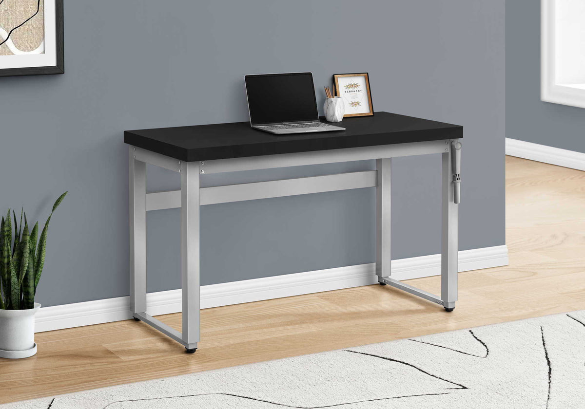 Adjustable Standing Computer Desk with Metal Construction - Black, White, or Dark Brown