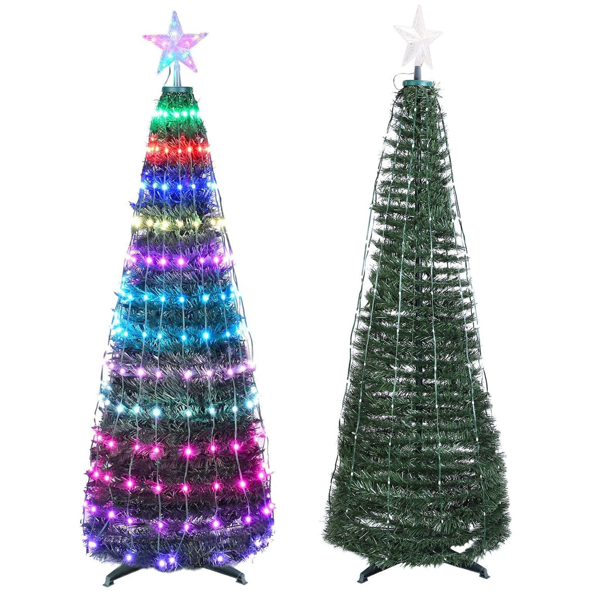 4.9FT 166Pcs LED Lights Collapsible Christmas Tree Light with Remote App Control IP65 Waterproof Customized Multi-Color Mode Timer Setting Work with A