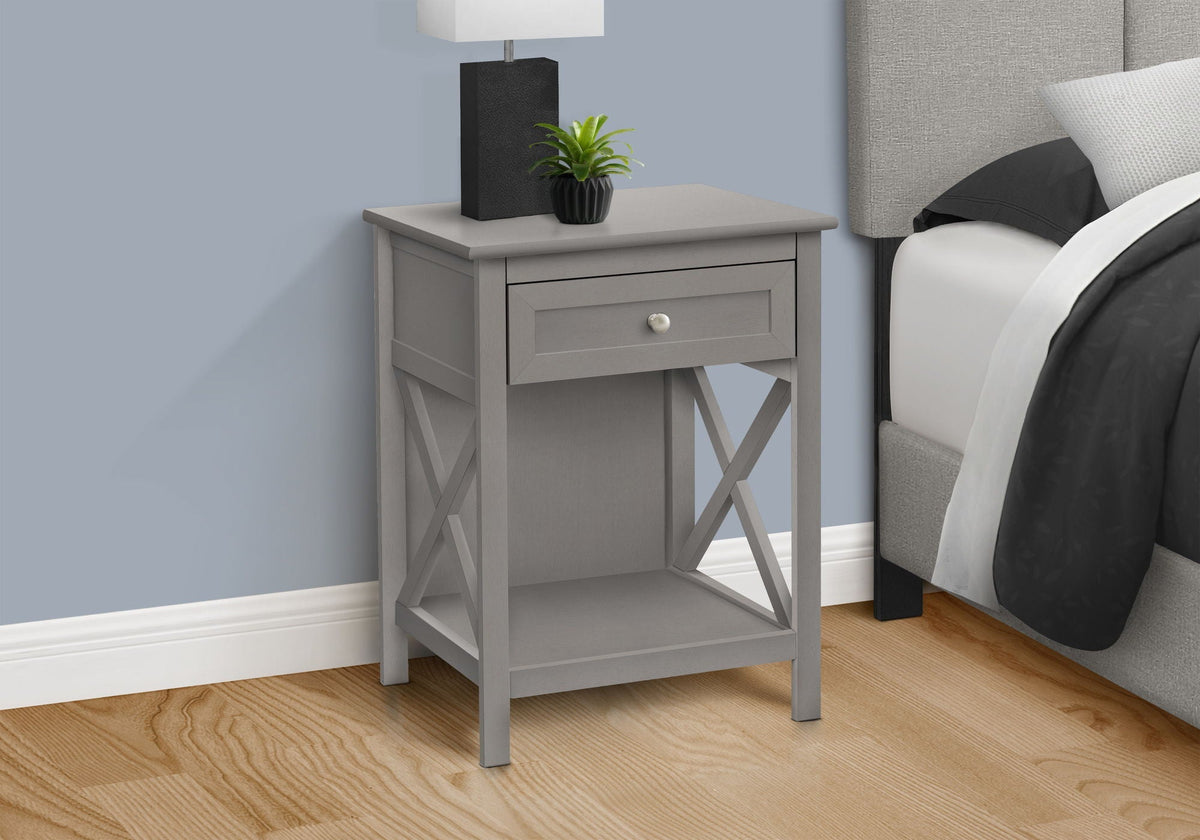 Accent End Table with Storage Drawer - Transitional Style - Black, White, or Dark Gray