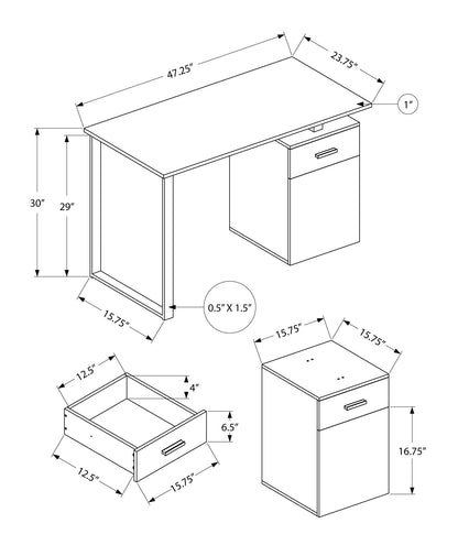 White Computer Desk with Marble Look Laminate and Storage Drawers