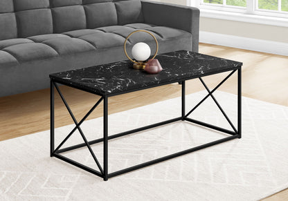 Rectangular Coffee Table with Metal X-Base - Light Brown, Dark Gray, or Black