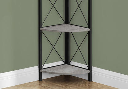 4-Tier Corner Bookshelf with Marble Look and Metal Frame - Black