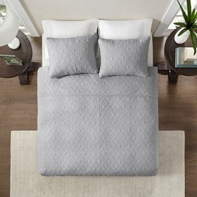 Reversible Quilt Set with Antimicrobial Treatment - Grey Full/Queen