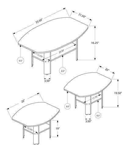 Transitional Oak Table Set with Practical Shelving - Dark Brown