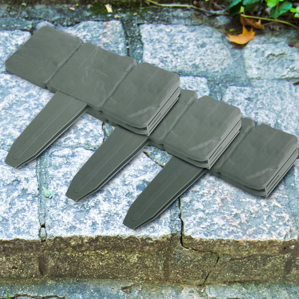20 PCS Cobbled Stone Effect Plastic Garden Lawn Border Edging