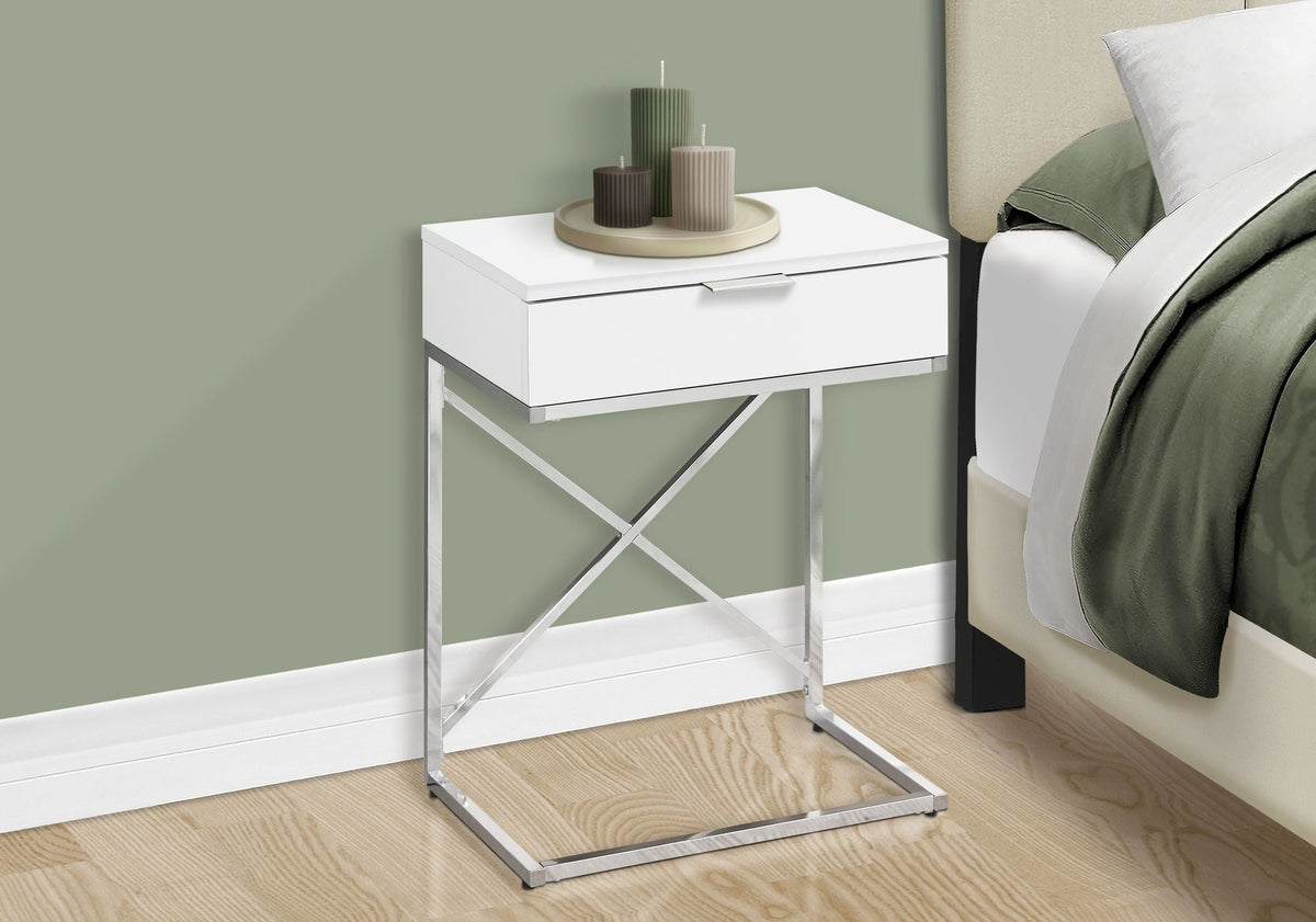 Accent Side Table with Storage Drawer - Contemporary Design