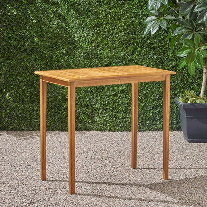 Minimalist Acacia Wood Outdoor Bar Table with Rectangular Design - Light Brown or Dark Gray