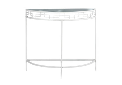 White Accent Console Table for Entryway with Tempered Glass Top - Modern