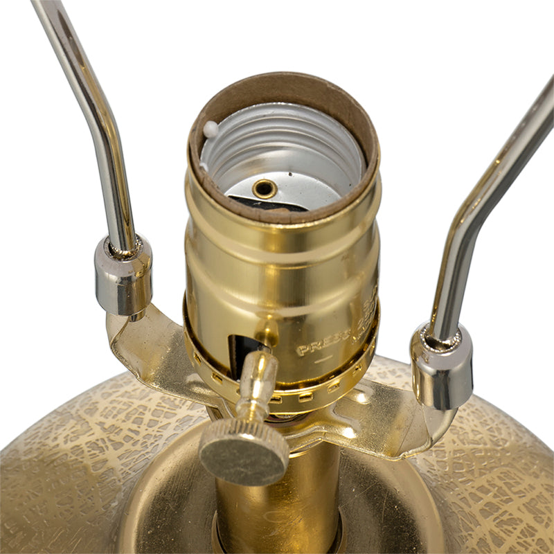 Round Aluminum Table Lamp with Fabric Shade - Gold