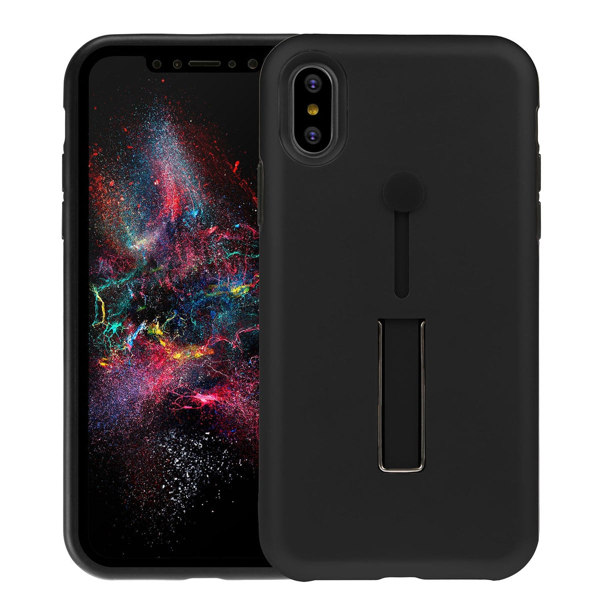 Finger Strap Phone Case for iPhone X Drop-protection Finger Ring Rugged Phone Case with Kickstand Dual Layer Case