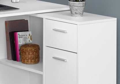 L-Shaped Computer Desk with Storage Drawers - Multiple Colors