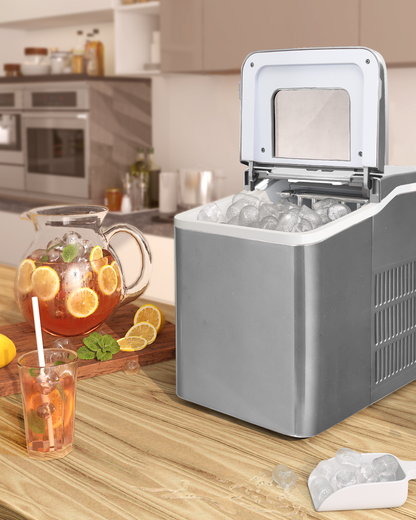 Portable Countertop Ice Maker Machine with Scoop-Silver