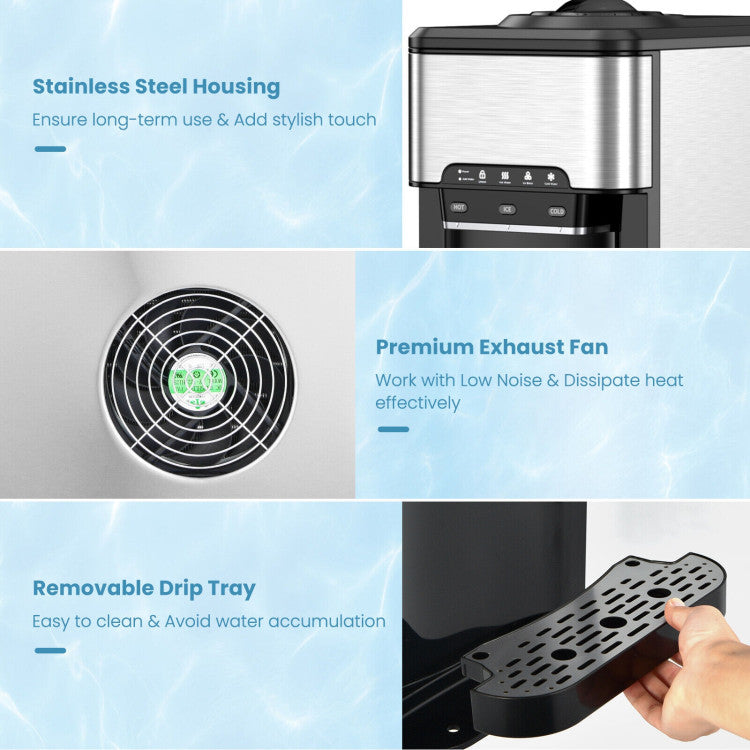 3-in-1 Water Cooler Dispenser with Ice Maker & Temp Settings