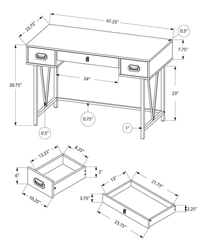 Transitional Computer Desk with Storage Drawers - Light Brown, Dark Gray, or Dark Brown