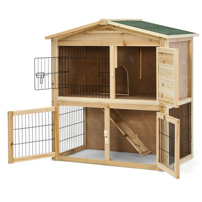 35 Inch Wooden Chicken Coop with Ramp
