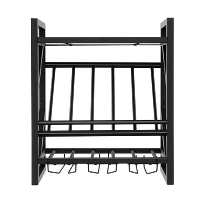 10 Bottles Wall Mounted Wine Rack with Glass Holder