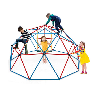 10 Feet Dome Climber with Swing and 800 Lbs Load Capacity-Red