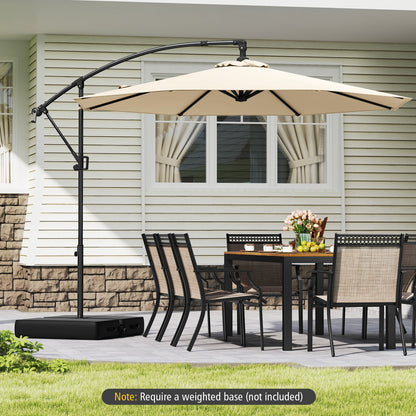 10 Feet Offset Hanging Umbrella with Base and Infinite Tilt